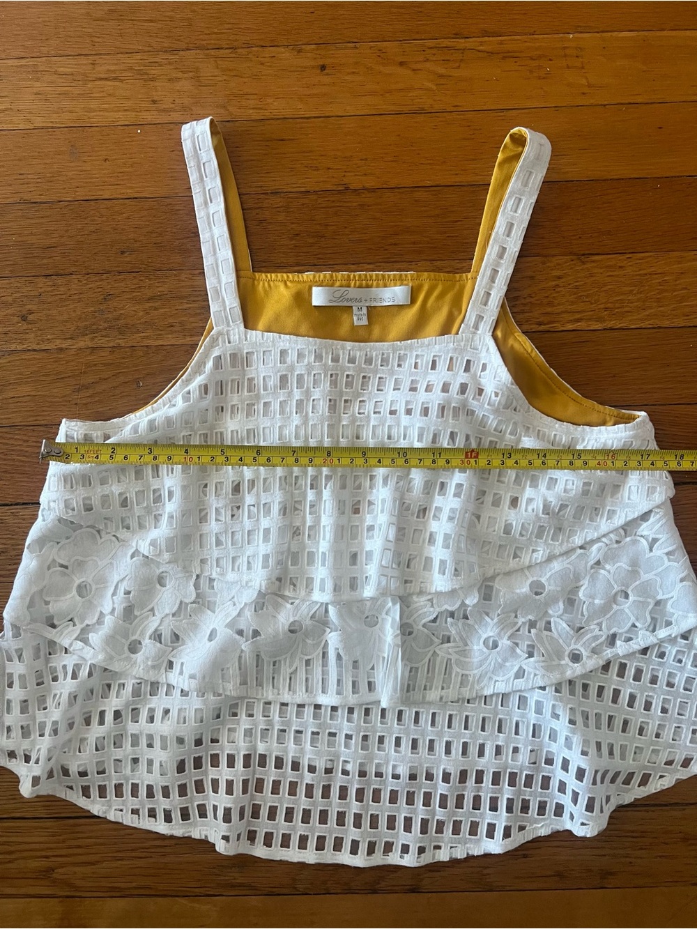Lovers + Friends white eyelet tiered tank top. SIZE MEDIUM - Picture 5 of 6